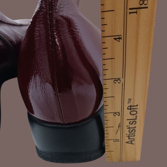 La Canadienne Patent Leather Waterproof  Square Toe Mid-Calf Boots Burgundy  8.5 - Picture 6 of 16